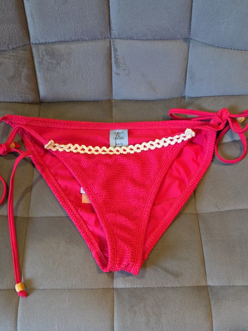 Shade & Shore Hot Pink Tie-Side Bikini Bottom with Trim